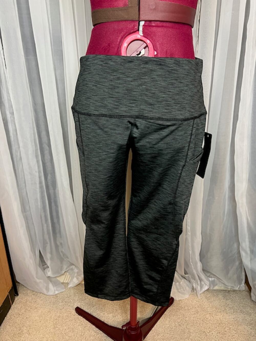 ododos yoga leggings black gray heathered pockets nwt